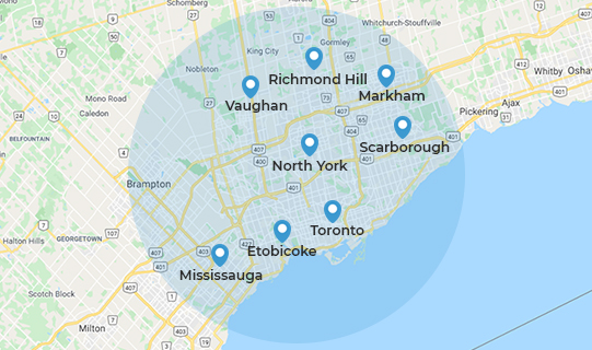 Mortgages By Erin Service Area Map - Mortgage Broker Vaughan